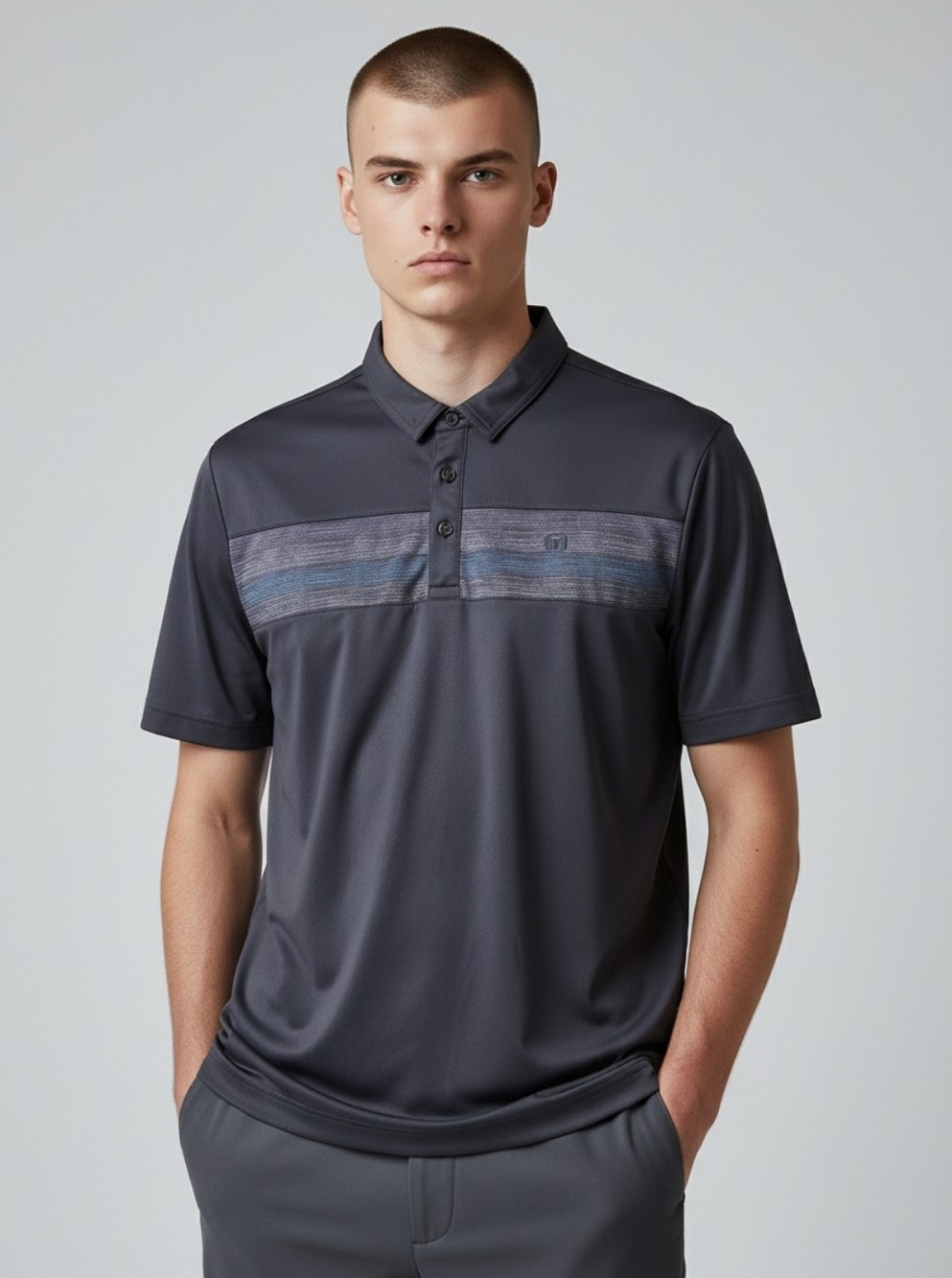 Travis Mathew Ante Up Black Charcoal Polo